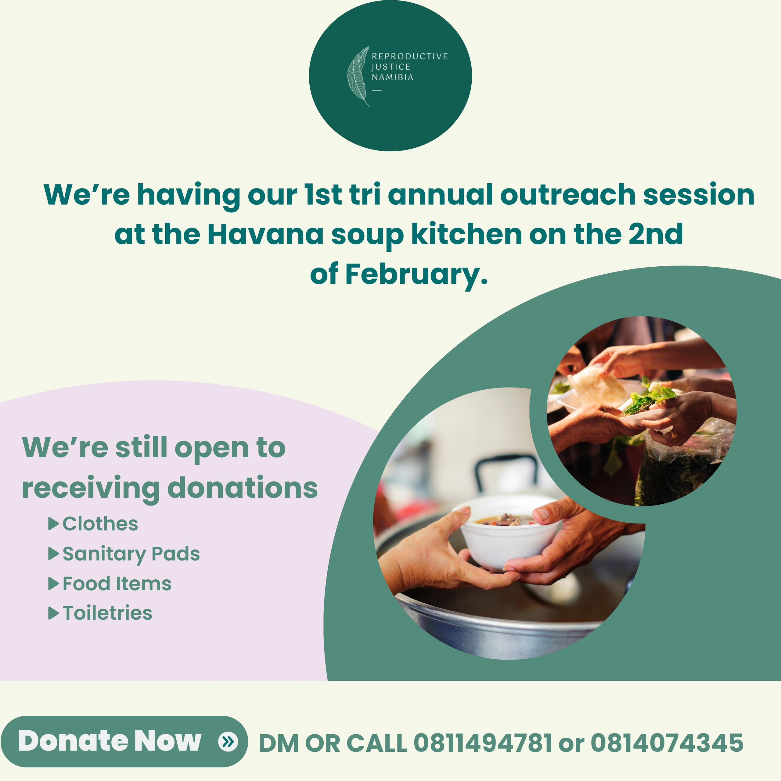 RJN outreach donation call poster