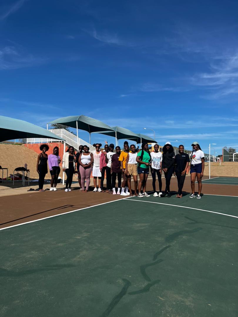 Group photo on a sports court